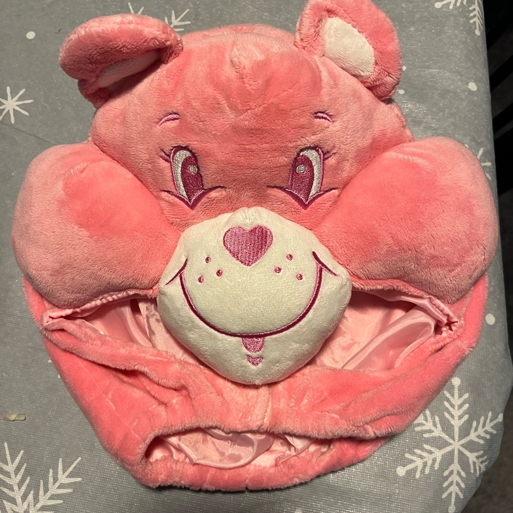 Care Bears Bright Pink Plush Bear Hooded Hat Warm Fun!
